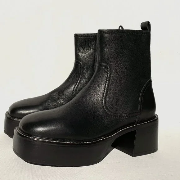Topshop Shoes Topshop Montreal Black Leather Chunky Platform